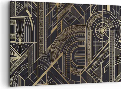 Produktbild von Bild auf Leinwand - Leinwandbild - Einteilig - Ornament Gold Schwarz - 120x80cm - Wand Bild - Wanddeko - Wandbilder - Leinwanddruck - Bilder - Wanddekoration - Leinwand bilder - AA120x80-4522