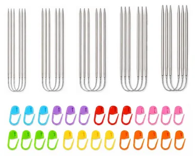 Productafbeelding van Set van 15 breinaalden, 23 cm lang, van roestvrij staal, met een diameter van 2,0-4,0 mm, inclusief 50 naaldmarkeringen