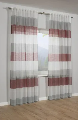 Produktbild von Etamine-Schal mit Gardinenband, Webstreifen rot, ca. 140x245 cm Gardinia