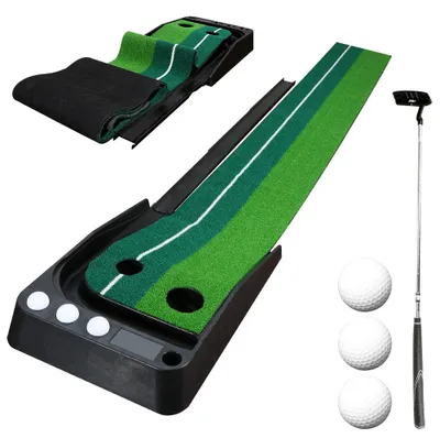 Produktbild von Ikodm Golf Puttingmatte 250cm Indoor mit automatischem Ballrücklauf Putter Bälle
