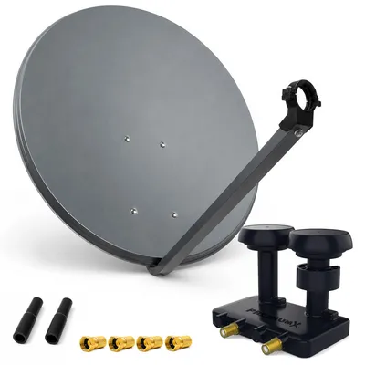 Produktbild von PremiumX SAT Anlage 80cm Antenne Twin Monoblock LNB 4x F-Stecker
