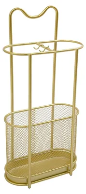 Productafbeelding van Regenschermstandaard, vrijstaand metalen design, stijlvolle wateropvangbak, goudkleurig