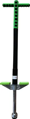 Produktbild von Relaxdays Pogo Stick, Kinder, Springstock bis 35 kg, gepolststert, Sprungstab outdoor, rutschfest, Edelstahl, blau/grün