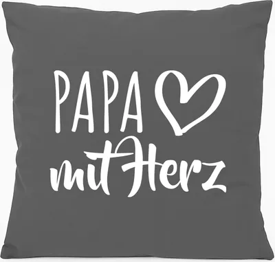 Produktbild von Huuraa Kissen Papa mit Herz 40x40cm mit Füllung Steel Grey Baumwolle Dekokissen Geschenkidee