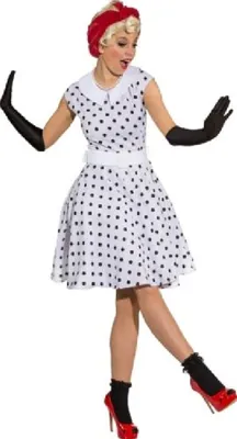 Produktbild von O9089-44 weiß-schwarz Damen Polka Punktekleid Gr.44