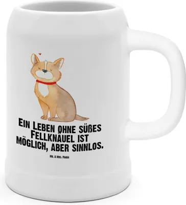 Produktbild von Mr. & Mrs. Panda Krug Hund Glück - Weiß - Geschenk, Humpen, Bierbecher, Liebe, Sprüche, Spruch, Süß, Steinkrug, Seidel, Herz, Bierhumpen