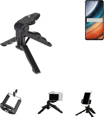 Produktbild von K-S-Trade Stativ Tisch-Ständer Dreibein Handy-Stativ Ständer kompatibel mit Xiaomi Redmi K40S Mini-Stativ Smartphone Tripod Handy-Stativ aus Plastik