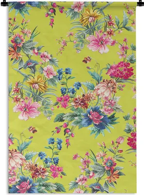 Produktbild von MuchoWow® Wandteppich Wandbehang Blumen - Pastell - Farben 90x135 cm Tapisserie Dekoration Wandtuch - Baumwolle - Wandskulptur