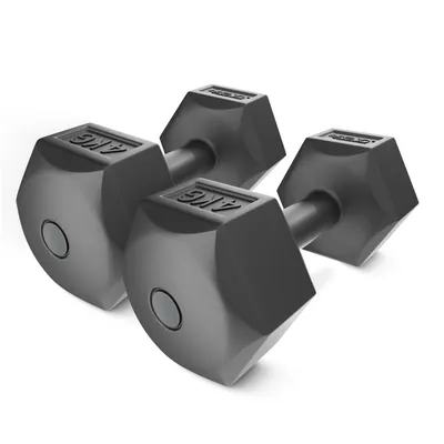 Produktbild von 4FIZJO Bitumen Kurzhanteln Set 2 x 4 kg, PVC, Hexagon, rutschfest, bodenschonend