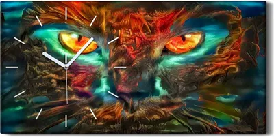 Produktbild von Küchenuhr Bürouhr Leinwand Uhr 60x30 Gemälde Abstrakte Kunst Tier Katze - weiße Hände