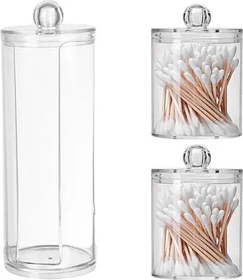 Produktbild von Famanu Set von 3 Wattepad-Behältern - Transparent mit Deckel