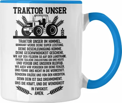 Produktbild von Trendation - Traktor Unser Tasse Geschenk Lustig Landwirt Spruch Bauer (Blau)