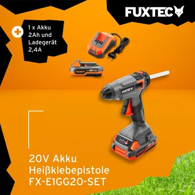 Produktbild von FUXTEC 20V Akku Heißklebepistole FX-E1GG20-SET  inkl. Akku und Ladegerät