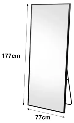 Image de Miroir en pied - Miroir sur pied - Miroir au sol - 177 x 77 cm - Style moderne et minimaliste - Rectangulaire - Verre - Noir