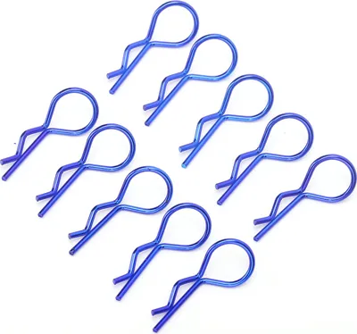 Productafbeelding van 10 stuks 13 mm RC-auto carrosserieclips, R-vorm, metalen bevestigingspennen voor 1/5, 1/6, 1/8, 1/10 RC-auto's (blauw)