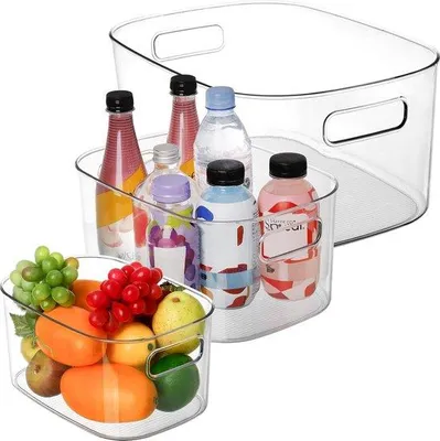 Produktbild von Famanu Aufbewahrungsboxen 3-teilig - Stapelbare, transparente Küchenorganizer