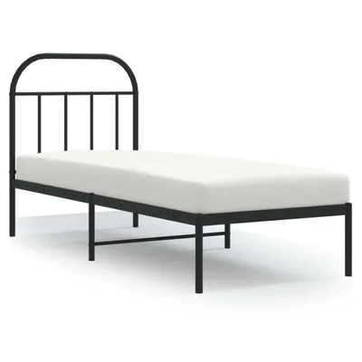 Immagine prodotto di vidaXL Struttura letto con testiera in metallo nero 75x190 cm