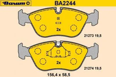 Produktbild von BARUM Bremsbelagsatz, Scheibenbremse  BA2244