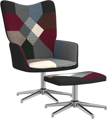 Obrázek produktu pro Relaxační křeslo se stoličkou patchwork textil