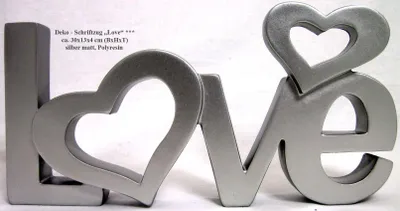 Produktbild von Schriftzug "Love" silber 30x13x4 cm (BxHxT) Polyresin