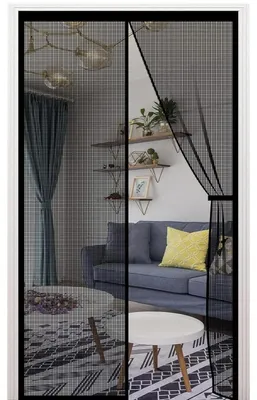 Produktbild von Magnet Fliegengitter Balkontür 65x185cm Schwarz Insektenschutz Klebemontage Ohne Bohren