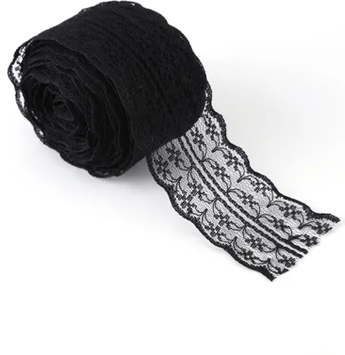 Immagine prodotto di Nastro decorativo nero, 10 metri x 4,5 cm, in poliestere e tessuto leggero, ideale per progetti fai-da-te e decorazioni, perfetto per matrimoni e Natale