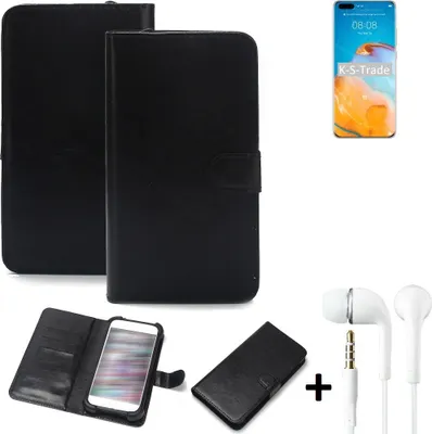 Produktbild von K-S-Trade Wallet Case Handyhülle kompatibel mit Huawei P40 Pro+ Schutzhülle Flip cover Flipstyle Tasche Hülle Flipcover Slim Bumper schwarz + in
