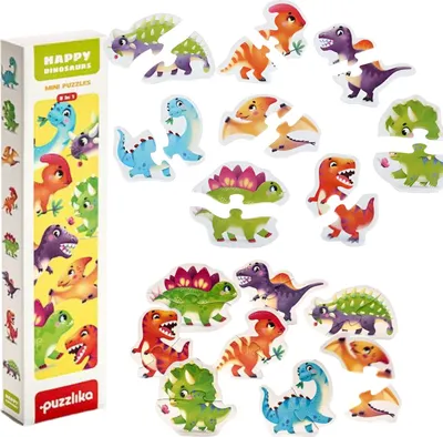 Produktbild von Puzzle-Set zum Zusammenbauen, Dinosaurier, Tiere, bunte Teile