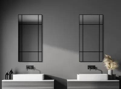 Wandspiegel 60x120 cm, Aluminiumrahmen, Schwarz, Modern