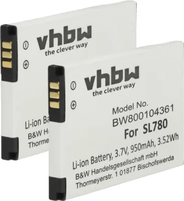 Produktbild von vhbw 2x Akku kompatibel mit Siemens Gigaset SL78H schnurlos Festnetz Telefon (950 mAh, 3,7 V, Li-Ion)