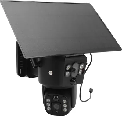 Produktbild von Solar-Überwachungskamera, 8 MP, 4K, Dual-Objektiv, kabellos, Vollfarb-Nachtsicht, 2-Wege-Sprechfunktion, Menschenerkennung, IP55, wasserdicht, für den Außenbereich