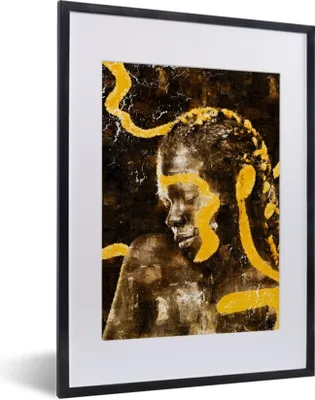 Produktbild von MuchoWow® Gerahmtes Poster Frau - Schwarz - Gold 30x40 cm - Poster mit Schwarzem Bilderrahmen Wandposter Rahmen Foto Bilder - Wandposter Schlafzimmer
