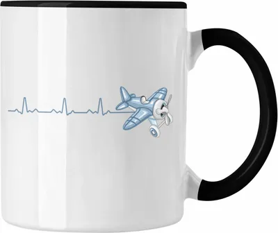 Produktbild von Trendation - Pilot Tasse Herzschlag Geschenk Bester pilot (Schwarz)