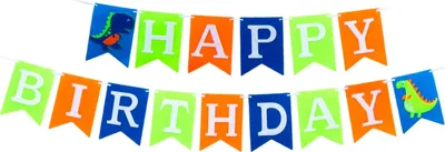 Produktbild von Oblique Unique Happy Birthday Dino Girlande Dinosaurier Wimpel Banner Filz Kinder Geburtstag Party - bunt