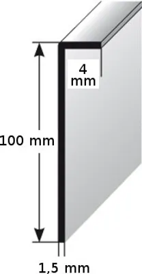 Produktbild von Einklebe-Sockelleiste für Designbeläge, Höhe: 100 mm, Breite: 4 mm, Aluminium (silber eloxiert), selbstklebend, Typ: 464