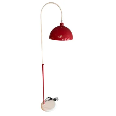 Produktbild von Moderne Metall-Stehlampe in Rot-Weiß mit E27-Fassung und Verstellbarem Lampenschirm