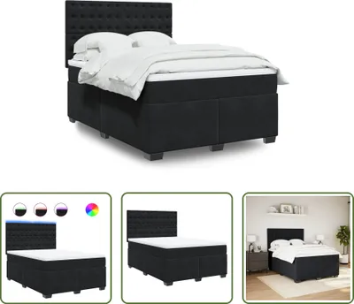 Produktbild von The Living Store Boxspringbett mit Matratze Schwarz 140x190 cm Samt
