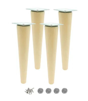 Obrázek produktu pro 4 ks Bukové dřevěné nohy 35 cm – surové, točené, s upevněním – nábytek, DIY projekty