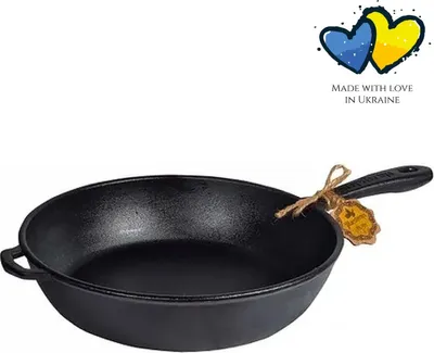 Image de MAYSTERNYA Kompakte Gusseisen Sautierpfanne – ø 24 x 6 cm – multifunktionales Kochen – Induktion – gleichmäßige Wärmeverteilung – Schwarz