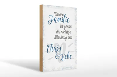Produktbild von Holzschild Spruch 20x30cm unsere Familie Chaos Liebe
