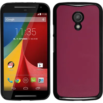 Produktbild von PhoneNatic Case kompatibel mit Motorola Moto G 2014 2. Generation - Hülle pink Lederoptik Hard-case + 2 Schutzfolien