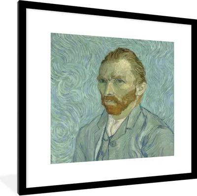 Produktbild von MuchoWow® Gerahmtes Poster Selbstporträt - Gemälde von Vincent van Gogh 40x40 cm - Poster mit Schwarzem Bilderrahmen Wandposter Rahmen Foto Bilder - Poster - Plakat im Rahmen