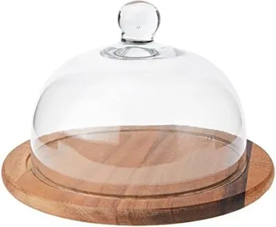 Produktbild von Famanu Käseglocke mit Holzplatte - Braun - 26 cm