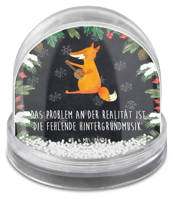 Produktbild von Mr. & Mrs. Panda Schneekugel Weihnachten Fuchs Gitarre - Kreidetafel - Geschenk, dekoartikel, Weihnachts, wasserkugel, Musik, Singen, Optimistisch, Lagerfeuer
