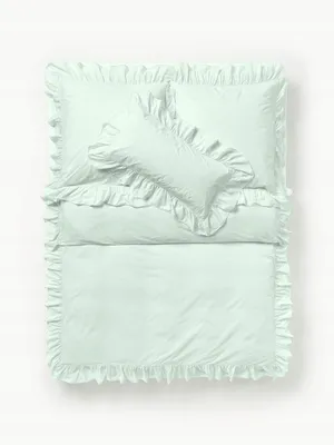 Produktbild von Westwing Louane Baumwolle Perkal Laken 240x280 cm Salbeigrün