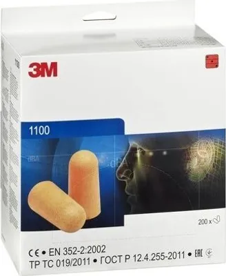 Produktbild von 3M™ Gehörschutzstöpsel, 37 dB, ohne Kordel, 200 Paar/Packung, 1100