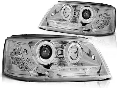 Produktbild von LED Tagfahrlicht Design Scheinwerfer passend für VW T5 03-09 chrom mit LED Blinker
