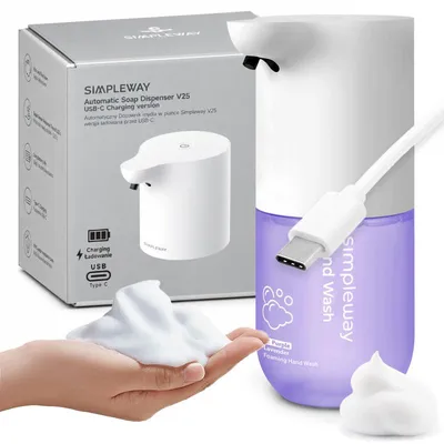 Zdjęcie produktu dla Automatyczny dozownik mydła w piance SIMPLEWAY V25 z mydłem ładowanie USB-C Lavender Purple
