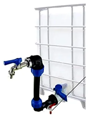 Produktbild von IBC Tank Schwanenhals Auslaufhahn 1/2" mit zusätzlichem Ablasshahn, Polyethylen (PE), Rechteckig