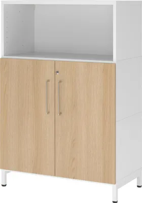 Produktbild von Hammerbacher Regal FlexWall Türen 3OH Sockel weiß/eiche